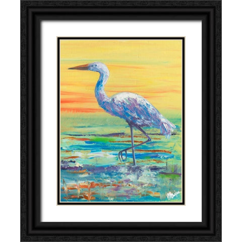 Egret Sunset II Black Ornate Wood Framed Art Print with Double Matting by Brewington, Olivia