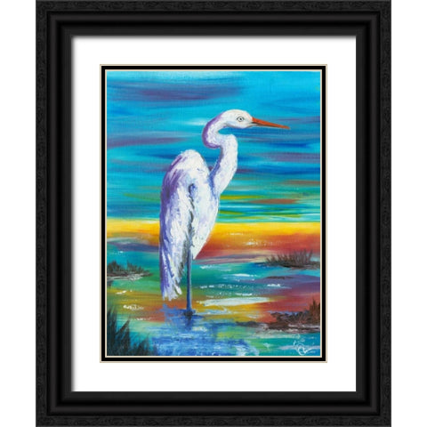 Yellow Heron I Black Ornate Wood Framed Art Print with Double Matting by Brewington, Olivia