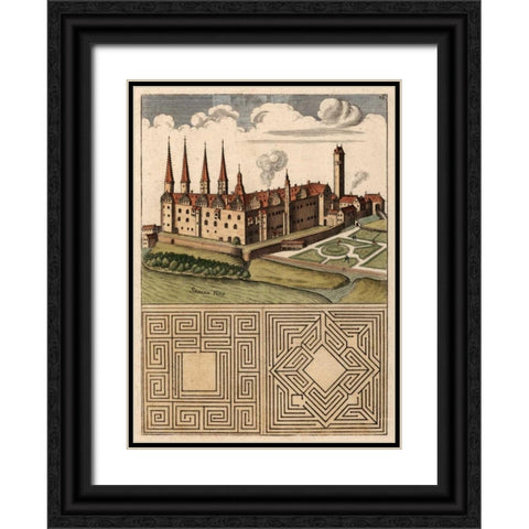 Castle and Maze I Black Ornate Wood Framed Art Print with Double Matting by Unknown