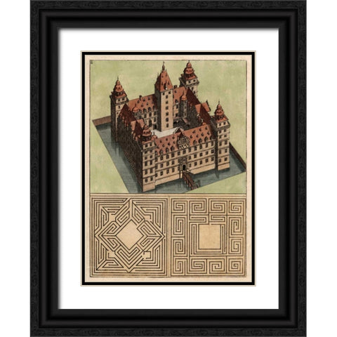 Castle and Maze II Black Ornate Wood Framed Art Print with Double Matting by Unknown