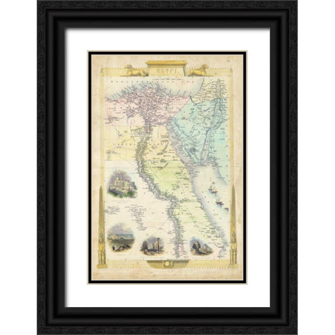 Vintage Map of Egypt Black Ornate Wood Framed Art Print with Double Matting by Rapkin, J.