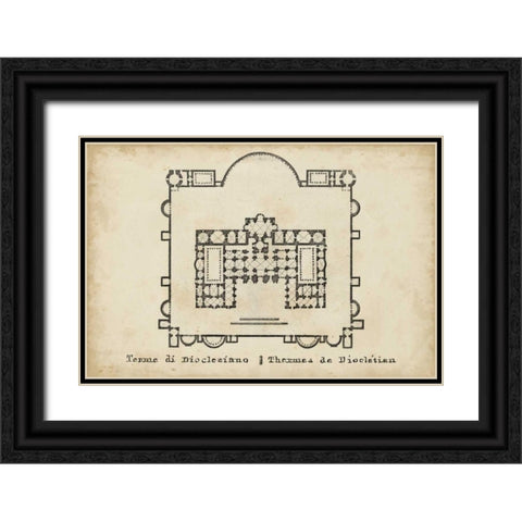 Plan for the Baths of Diocletian Black Ornate Wood Framed Art Print with Double Matting by Unknown