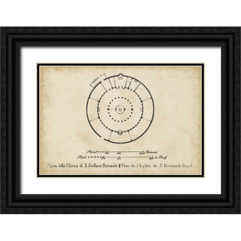 Plan for St. Stephens Rotunda Black Ornate Wood Framed Art Print with Double Matting by Unknown