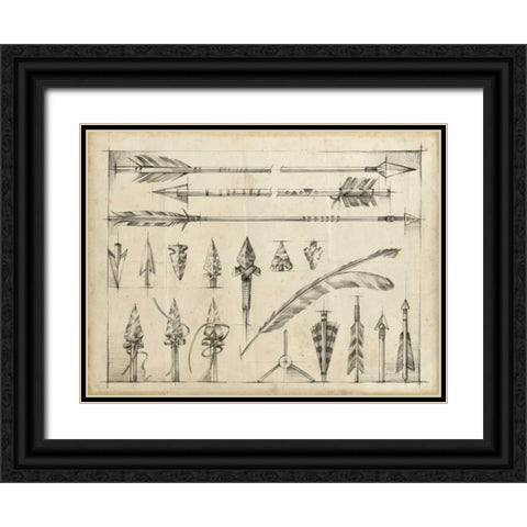 Arrow Schematic I Black Ornate Wood Framed Art Print with Double Matting by Harper, Ethan