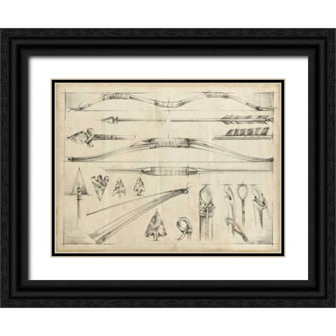 Arrow Schematic II Black Ornate Wood Framed Art Print with Double Matting by Harper, Ethan