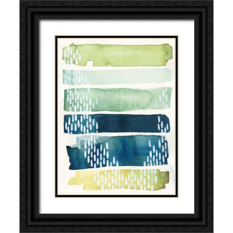 Aqua Streak II Black Ornate Wood Framed Art Print with Double Matting by Popp, Grace