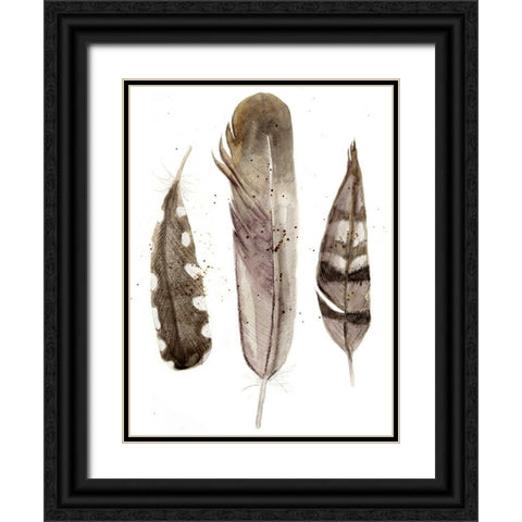 Earthtone Feathers II Black Ornate Wood Framed Art Print with Double Matting by Ludwig, Alicia