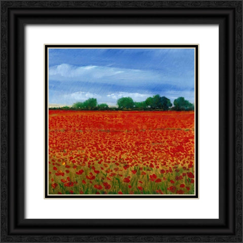 Field of Poppies II Black Ornate Wood Framed Art Print with Double Matting by OToole, Tim