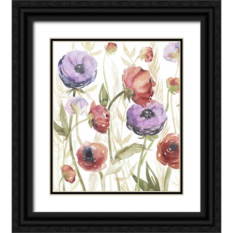 Jeweltoned Blossoms II Black Ornate Wood Framed Art Print with Double Matting by Popp, Grace