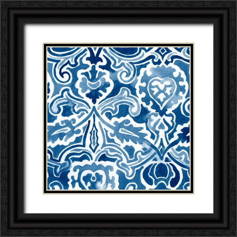 Watercolor Indigo IV Black Ornate Wood Framed Art Print with Double Matting by Vess, June Erica
