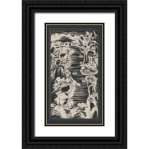 Chinese Birds-eye View in Grey I Black Ornate Wood Framed Art Print with Double Matting by Vision Studio