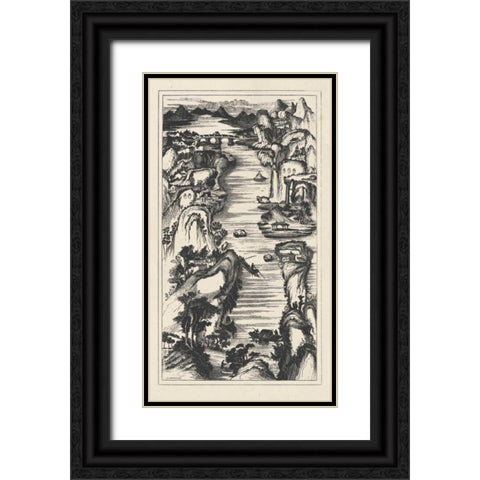 Chinese Birds-eye View in Grey II Black Ornate Wood Framed Art Print with Double Matting by Vision Studio