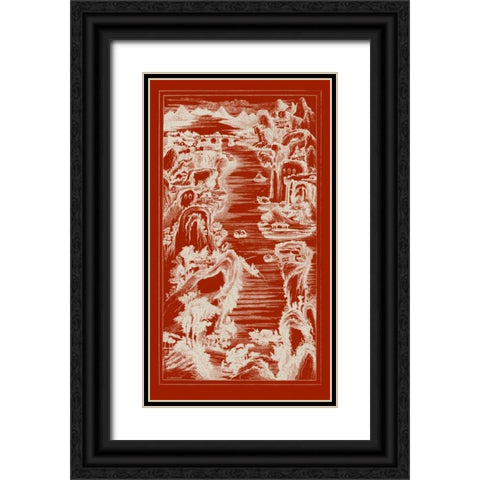 Chinese Birds-eye View in Red I Black Ornate Wood Framed Art Print with Double Matting by Vision Studio