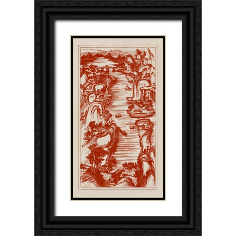Chinese Birds-eye View in Red II Black Ornate Wood Framed Art Print with Double Matting by Vision Studio