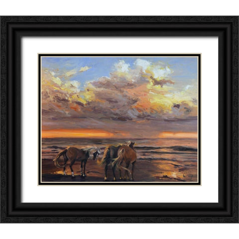 Threes a Crowd Black Ornate Wood Framed Art Print with Double Matting by Larivey, Chuck