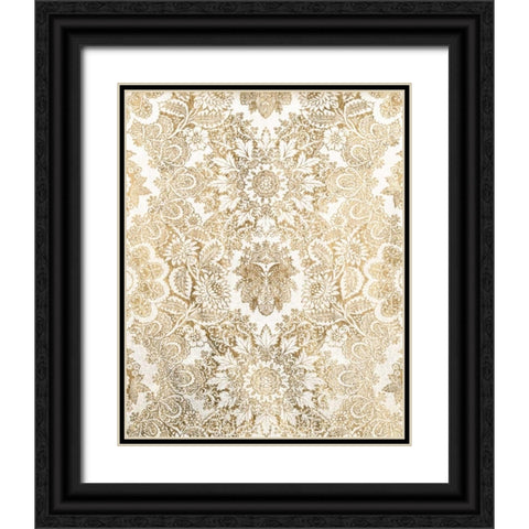 Baroque Tapestry in Gold I Black Ornate Wood Framed Art Print with Double Matting by Vision Studio