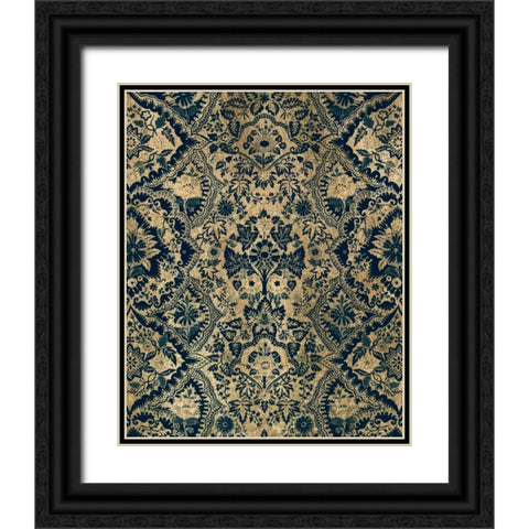 Baroque Tapestry in Aged Indigo I Black Ornate Wood Framed Art Print with Double Matting by Vision Studio