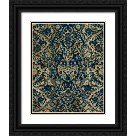 Baroque Tapestry in Aged Indigo II Black Ornate Wood Framed Art Print with Double Matting by Vision Studio