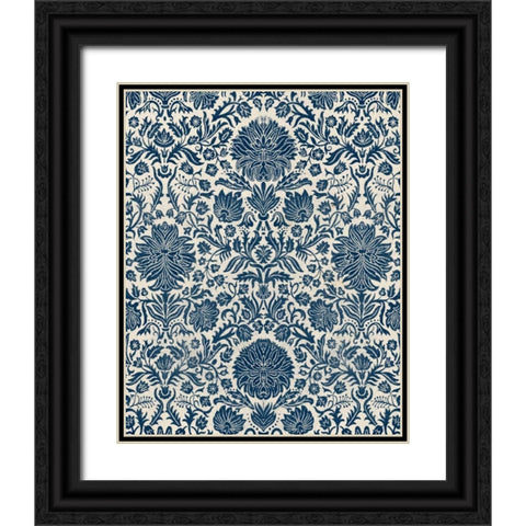 Baroque Tapestry in Navy I Black Ornate Wood Framed Art Print with Double Matting by Vision Studio