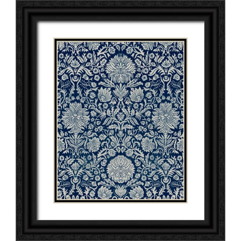 Baroque Tapestry in Navy II Black Ornate Wood Framed Art Print with Double Matting by Vision Studio