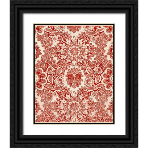 Baroque Tapestry in Red I Black Ornate Wood Framed Art Print with Double Matting by Vision Studio