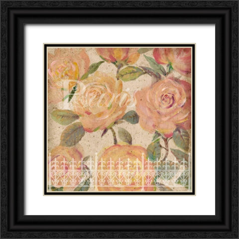 Vintage Painterly Roses II Black Ornate Wood Framed Art Print with Double Matting by OToole, Tim