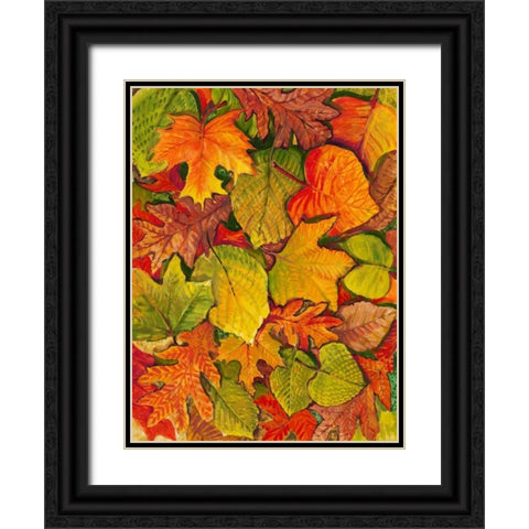 Fallen Leaves II Black Ornate Wood Framed Art Print with Double Matting by OToole, Tim