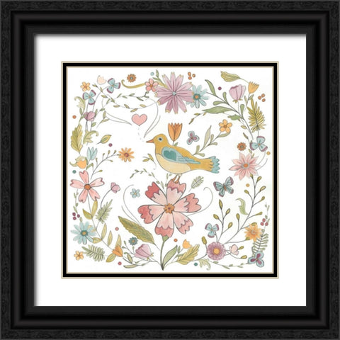 Happy Garden II Black Ornate Wood Framed Art Print with Double Matting by Vess, June Erica
