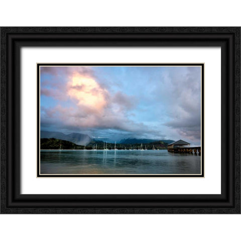 Rains at Hanalei Black Ornate Wood Framed Art Print with Double Matting by Head, Danny