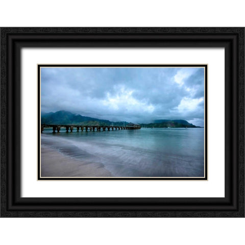 Hanalei Daybreak Black Ornate Wood Framed Art Print with Double Matting by Head, Danny