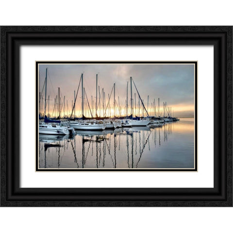 Gold and Blue Black Ornate Wood Framed Art Print with Double Matting by Head, Danny