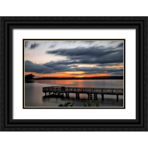 Lake Sunset Black Ornate Wood Framed Art Print with Double Matting by Head, Danny