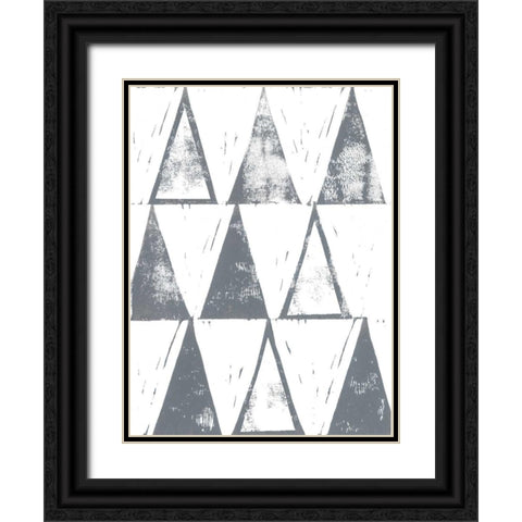Triangle Block Print I Black Ornate Wood Framed Art Print with Double Matting by Popp, Grace