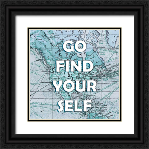 Map Words I Black Ornate Wood Framed Art Print with Double Matting by Studio W