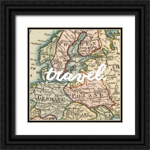 Map Words IV Black Ornate Wood Framed Art Print with Double Matting by Studio W