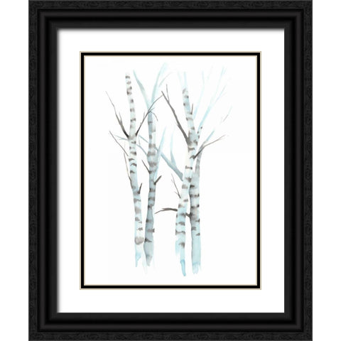 Aquarelle Birches I Black Ornate Wood Framed Art Print with Double Matting by Popp, Grace