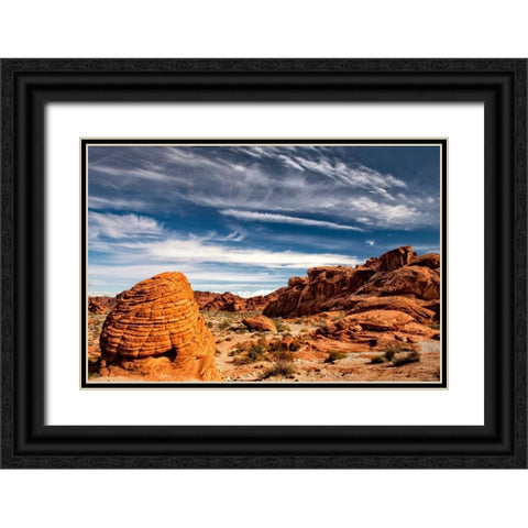 Valley of Fire Black Ornate Wood Framed Art Print with Double Matting by Head, Danny