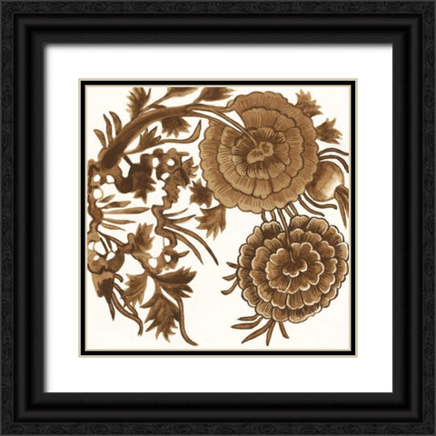 Tapestry Floral III Black Ornate Wood Framed Art Print with Double Matting by McCavitt, Naomi