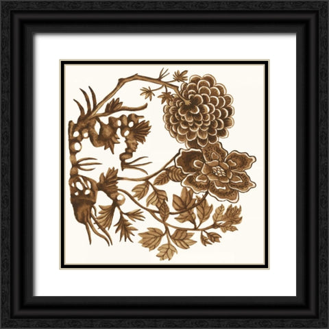 Tapestry Floral IV Black Ornate Wood Framed Art Print with Double Matting by McCavitt, Naomi