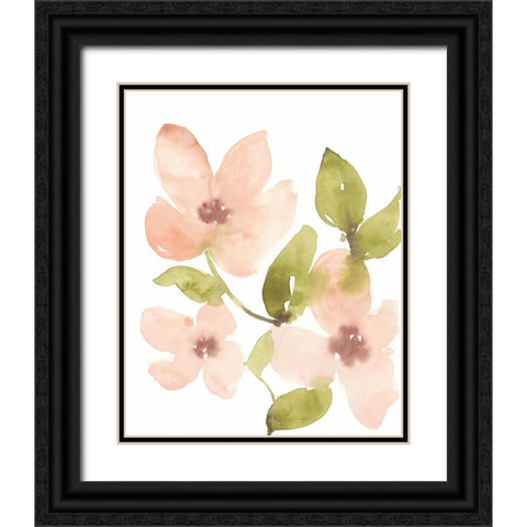 Soft Coral Blooms II Black Ornate Wood Framed Art Print with Double Matting by Goldberger, Jennifer