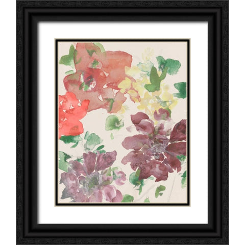 Fuchsia Inked Blooms I Black Ornate Wood Framed Art Print with Double Matting by Studio W