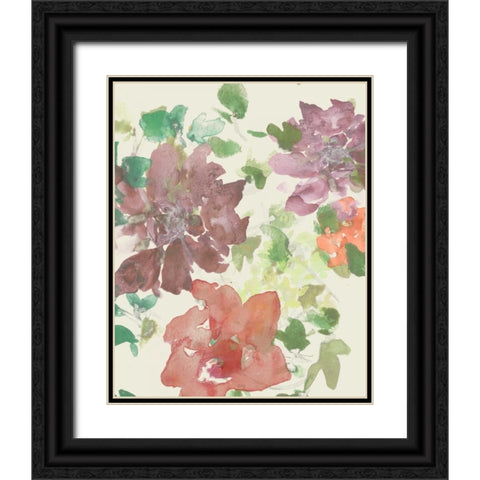 Fuchsia Inked Blooms II Black Ornate Wood Framed Art Print with Double Matting by Studio W