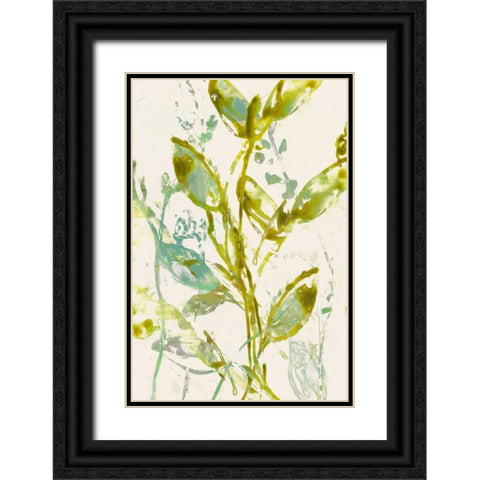 Watercolor Leaves I Black Ornate Wood Framed Art Print with Double Matting by Goldberger, Jennifer