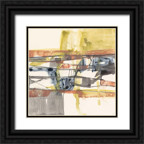 Stepped Abstract I Black Ornate Wood Framed Art Print with Double Matting by Goldberger, Jennifer