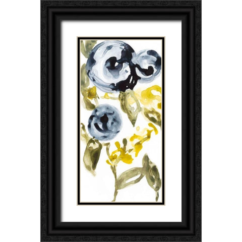 Navy Anemone I Black Ornate Wood Framed Art Print with Double Matting by Goldberger, Jennifer