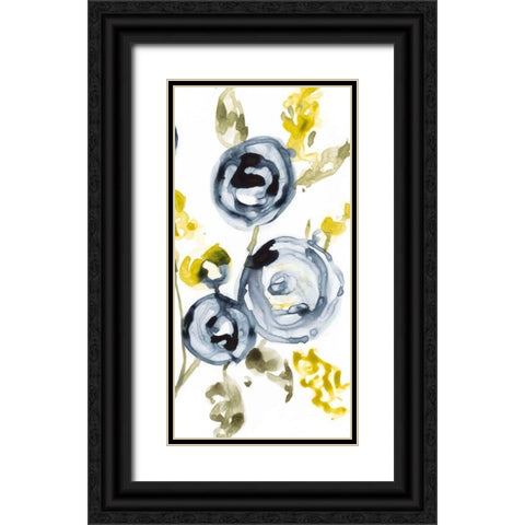 Navy Anemone II Black Ornate Wood Framed Art Print with Double Matting by Goldberger, Jennifer