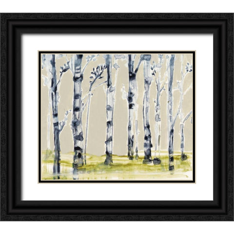 Parchment Birchline I Black Ornate Wood Framed Art Print with Double Matting by Goldberger, Jennifer