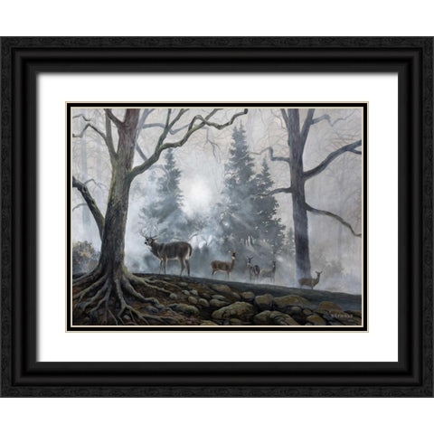 Deer Path I Black Ornate Wood Framed Art Print with Double Matting by Lynnsy, B.