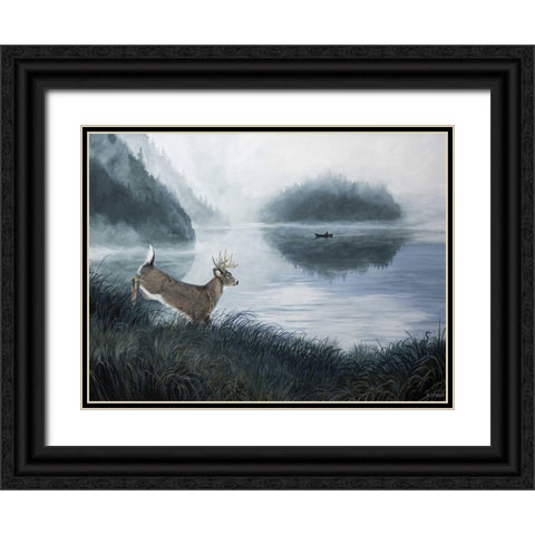 Deer Path II Black Ornate Wood Framed Art Print with Double Matting by Lynnsy, B.