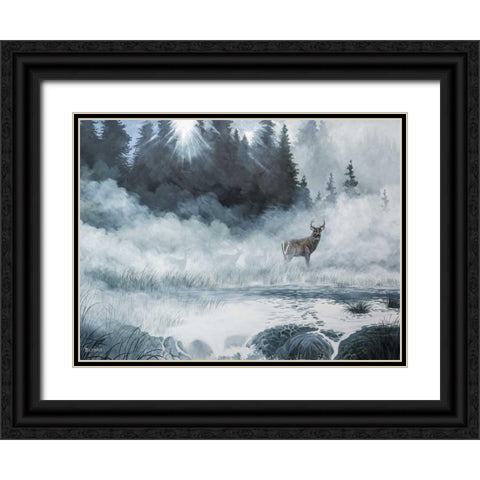 Deer Path III Black Ornate Wood Framed Art Print with Double Matting by Lynnsy, B.